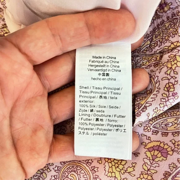 J. Crew 100% Silk Pull-on Pant in Beach Paisley Pink Yellow Blush White Sz 14 - Picture 7 of 10